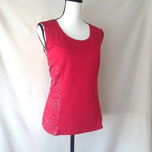 Curves Red and Silver Print Fitness Athletic Tank
